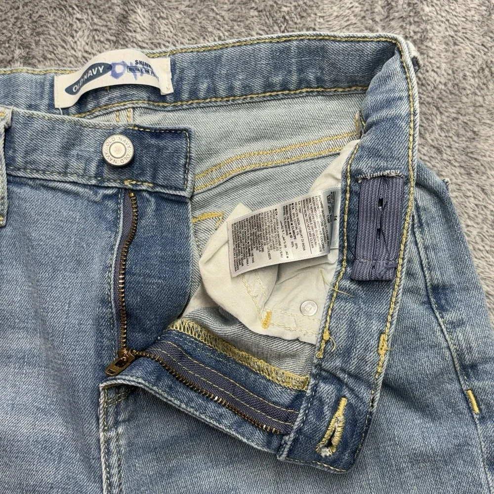 Old Navy Skinny‎ Built-In Flex Jeans Girls Size 14 Light Wash Distressed